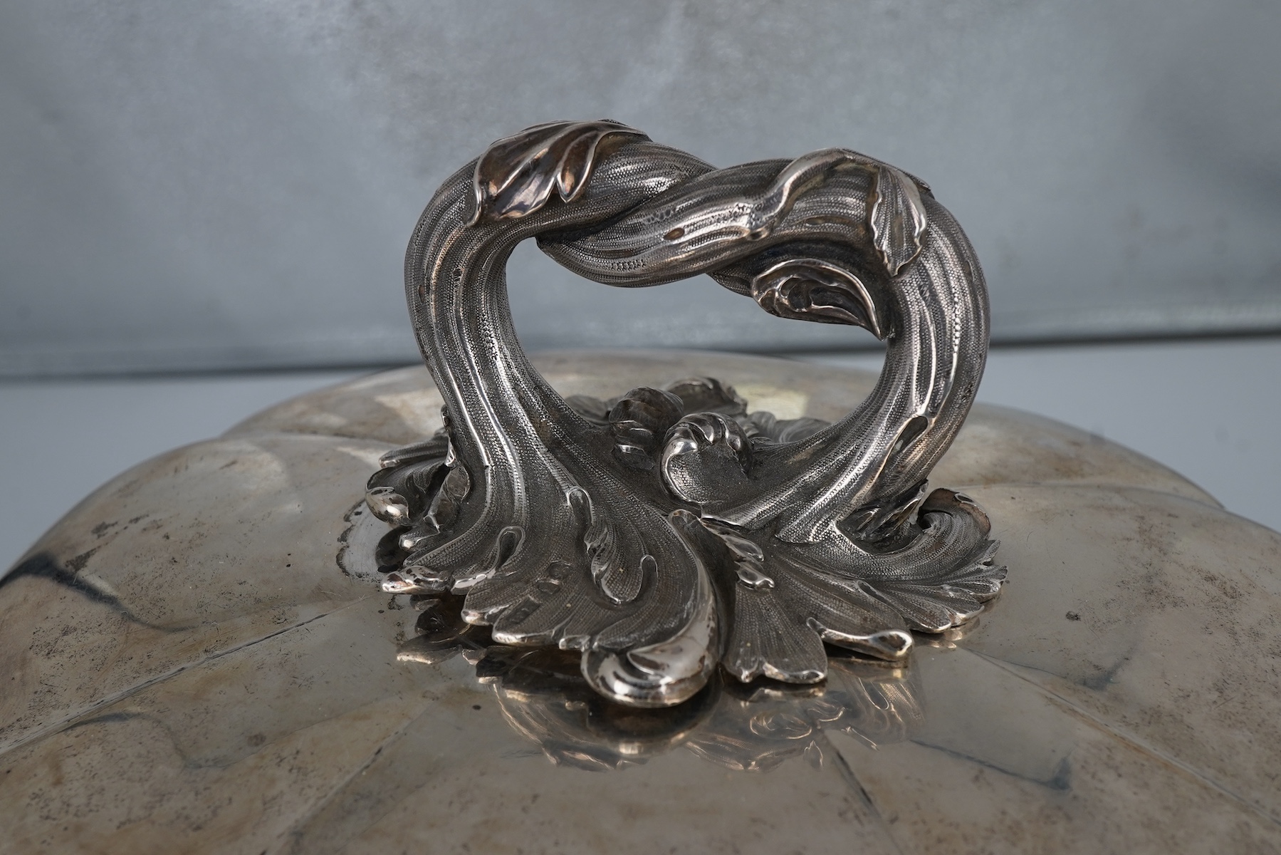 A William IV silver vegetable dish on stand with burner, maker possibly William Eaton